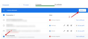 Menu de Ações do Perfil da empresa no Google Menu de Ações do Perfil da empresa no Google