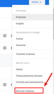 Botão Remover empresa no Perfil da empresa no Google Botão Remover empresa no Perfil da empresa no Google