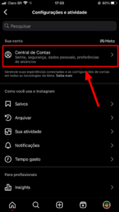 Central de Contas do Instagram